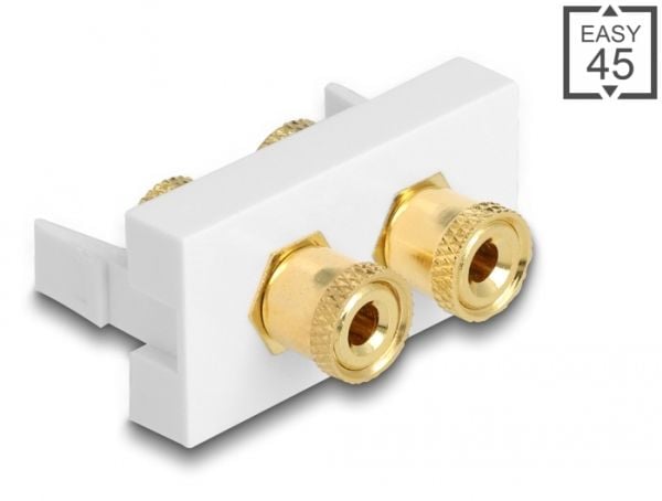 Delock - Easy 45 - snäppbar modul - red / black ring - 2 x binding post, 2 x binding post (external) - 1 modul - vit, RAL 9003