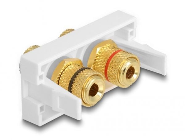 Delock - Easy 45 - snäppbar modul - red / black ring - 2 x binding post, 2 x binding post (external) - 1 modul - vit, RAL 9003