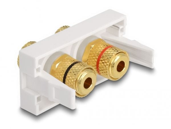 Delock - Easy 45 - snäppbar modul - red / black ring - 2 x binding post, 2 x binding post (external) - 1 modul - vit, RAL 9003