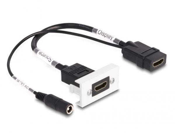 DeLOCK 81384, Musta, 2x HDMI, DC, Naaras, Muovi, 22,5 mm