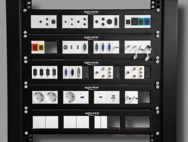 Delock - Easy 45 - trykklåsmodul - 4K 60 Hz, with DC feed 2.1 x 5.5 mm and pigtail, 22.5 x 45 mm - DP - 1 lyd/video-sokkel - 1 modul - DC 3.3 V - s...