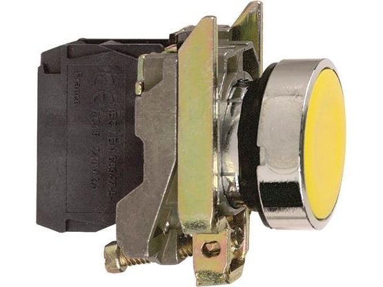 Schneider Electric XB4BA51, Painikekytkin, Langallinen, Metalli, Zamak, Keltainen, IP66, IP67, BV CSA DNV GL LROS (Lloyds register of shipping) RIN...