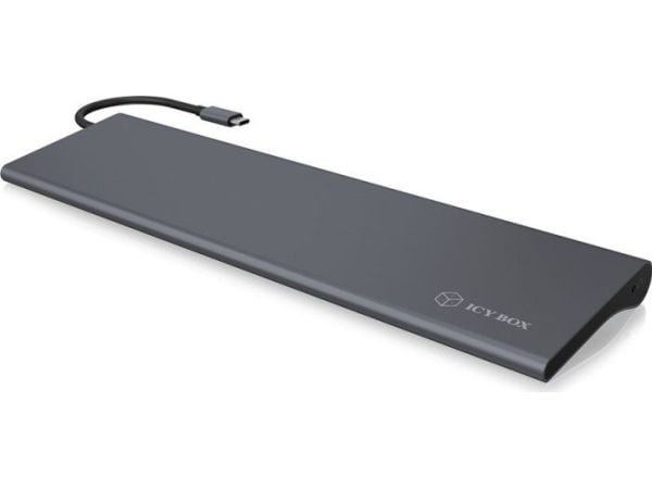ICY BOX IB-DK2102-C, Kabel, USB 3.2 Gen 1 (3.1 Gen 1) Type-C, 100 W, 3,5 mm, 10,100,1000 Mbit/s, Antracit, Svart