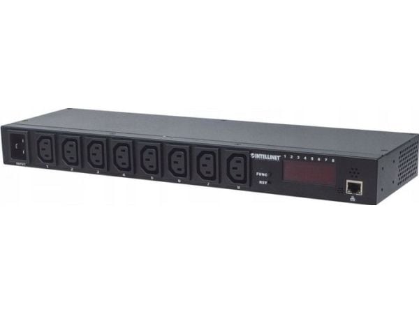 Intellinet 19" Intelligent 8-Port PDU, 19" Rackmountable C13 Intelligent Power Distribution Unit; Monitors Power, Temperature and Humidity - Tehonj...