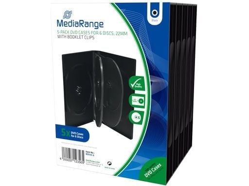 MediaRange Retail pack 6er-DVD-Box - DVD oppbevaringseske - kapasitet: 6 CD/DVD (en pakke 5)