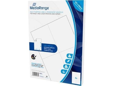 MediaRange MRINK143, Valkoinen, Kiinteä, 105 x 148, A4, Matta, Laser/Inkjet