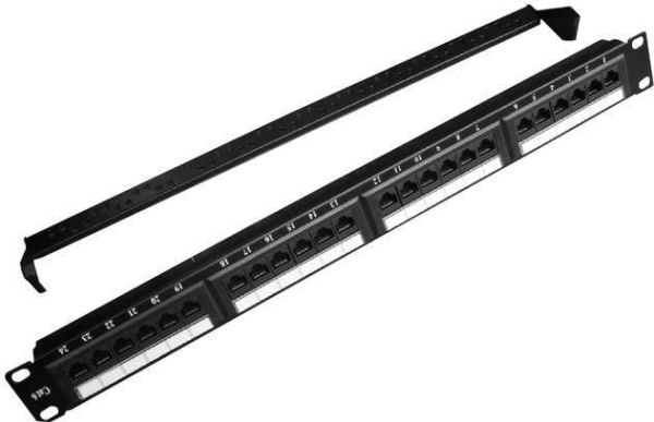 Gembird NPP-C624CM-001 - Patchpanel med kabelstyring - CAT 6 - svart - 1U - 19" - 24 porter