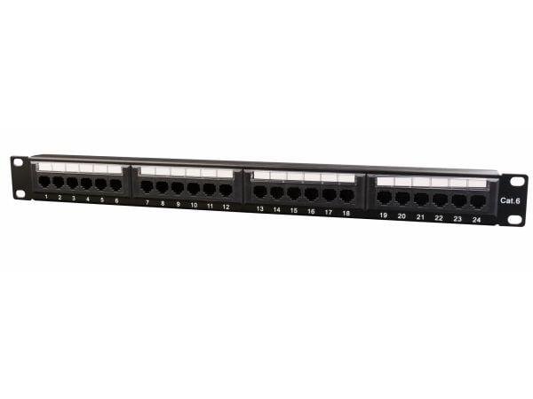 Gembird NPP-C624CM-001 - Patchpanel med kabelstyring - CAT 6 - svart - 1U - 19" - 24 porter