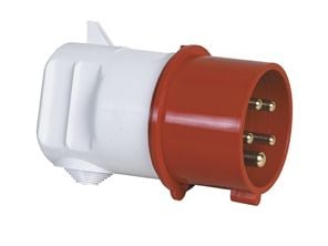BALS CEE stickpropp 16A 400V, kl. H6, 5-polig röd, IP44, vinkel, polyamid