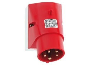 BALS CEE VægindtagH6 400V 16A 5 polet rødbreddexhøjde 75x100 mm, top M20 bund M20IP44, polyamidi