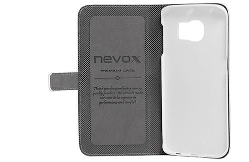 nevox 1297, Folio-kotelo, Samsung, Galaxy S6 Edge, Harmaa, Valkoinen