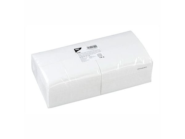 PAPSTAR bistroservetter, 330 x 330 mm, 2-lagers, vita vanliga servetter, 1/8 vikning, krympförpackade, - 1 st (17999)