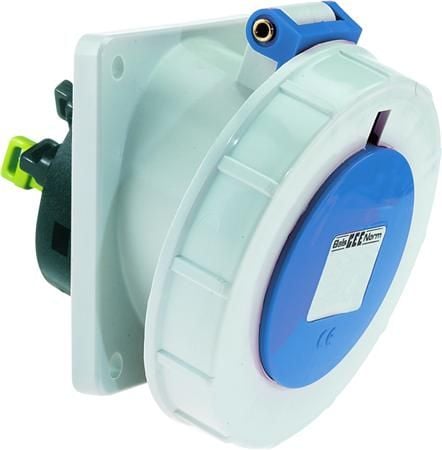 BALS CEE stikdåse indbygningH6 230V 16A 3 polet blåskrå 20°, laippa 75x62 mm, Quick Connect®IP67, polyamidi