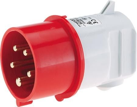 BALS CEE Stikprop vinkelH6 400V AC 16A 5 polet, rødmed kabeltylleIP44 polyamidi