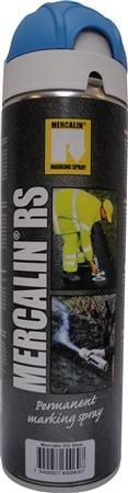 Mercalin markeringsspray 500ml - RS blå, bl.a. t/asfalt, beton, græs, grus, træ, sten & is