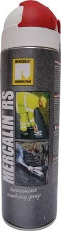 Mercalin markeringsspray 500ml - RS rød, bl.a. t/asfalt, beton, græs, grus, træ, sten & is