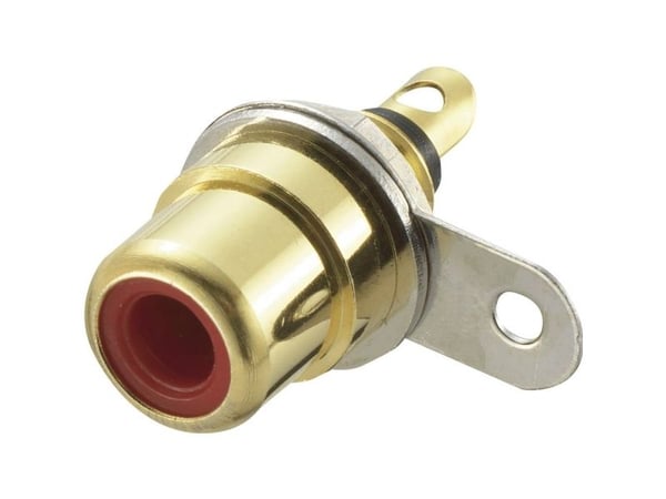 TRU COMPONENTS 716947 Cinch-kontakt tilkobling innbygging vertikal poltall: 2 rød 1 stk