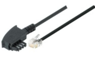 Tecline TAE N - RJ11, 3m, 3 m, TAE N, RJ11, Sort, Hankjønn, Hankjønn
