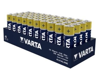 Varta Longlife AA Folie 40, Engangsbatteri, AA, Alkalinsk, 1,5 V, 40 stykker, Blå, Gull