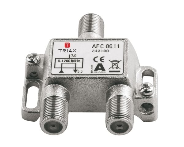 Triax 343100, Kaapelin jakaja, 75 O, 5 - 1218 MHz, Metallinen, Sinkki, Naaras