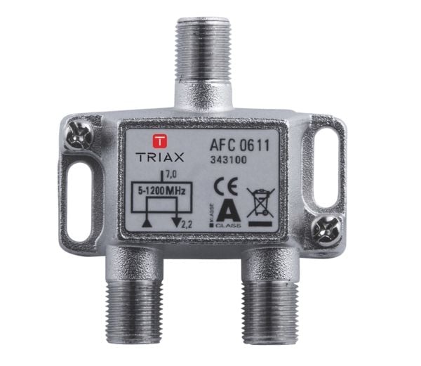 Triax 343100, Kaapelin jakaja, 75 O, 5 - 1218 MHz, Metallinen, Sinkki, Naaras
