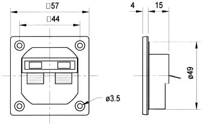 Visaton PT 57 NG - Terminalblokk for høyttaler - 10 mm² - svart, rød