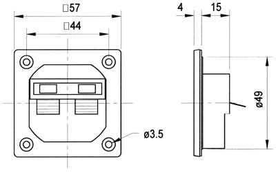 Visaton PT 57 NG - Terminalblokk for høyttaler - 10 mm² - svart, rød