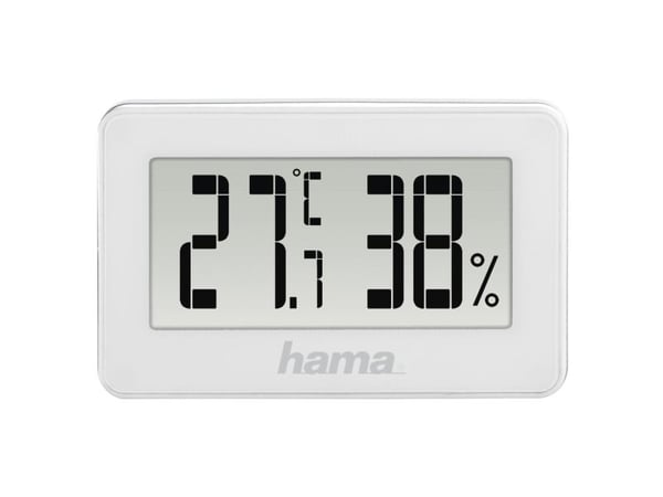 Hama 00186363, Hvit, Inne hygrometer, Inne Termometer, 20 - 95%, -10 - 50 °C, F, °C, Batteri