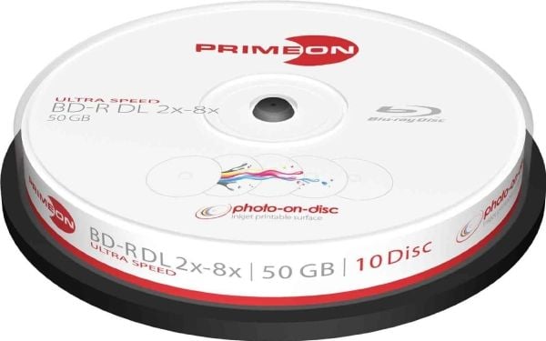 Primeon photo-on-disc - 10 x BD-R DL - 50 GB 8x - hvit - blekkstråleskrivbar overflate - spindel