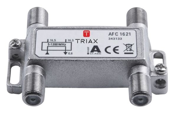 Triax 343133, Kaapelin jakaja, 75 O, 5 - 1218 MHz, Hopea, Naaras, 1,7 dB