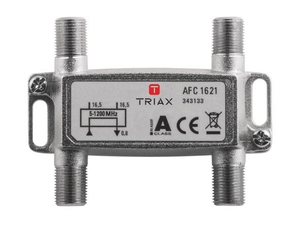 Triax 343133, Kaapelin jakaja, 75 O, 5 - 1218 MHz, Hopea, Naaras, 1,7 dB