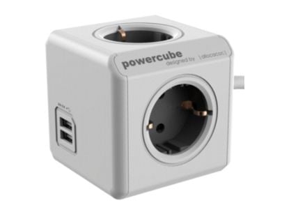 Allocacoc PowerCube extended usb - Virranjakoyksikkö - AC 220-240 V - lähtöliittimet: 4 (CEE 7/4) - 1,5 m - Saksa - hiilenharmaa - hiiliharmaa