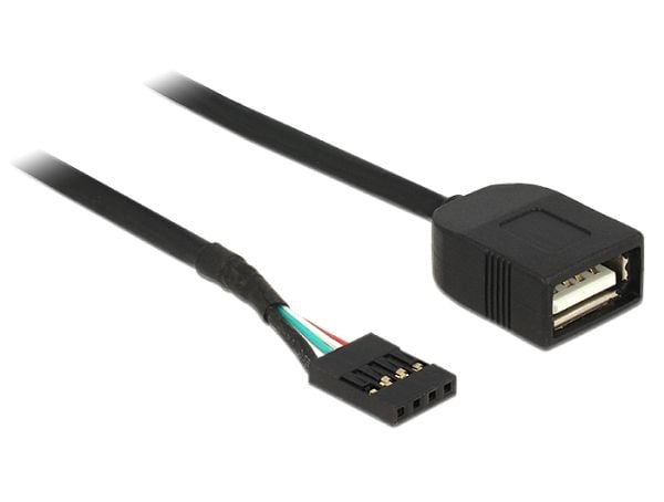 Delock - USB-internkabel - 4-pins USB 2.0-header (hunn) til USB (hunn) - 40 cm - svart