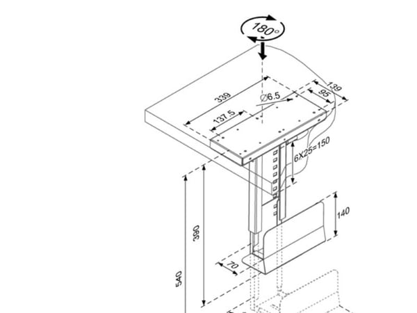 ROLINE 17.03.1185, Bordmontert, 10 kg, Sort, 0 - 180°, 13,4 cm, 54 cm