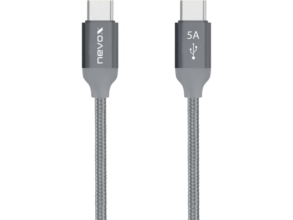 nevox 1653, 1 m, USB C, USB C, USB 2.0, 0,48 Gbit/s, Grå, Sølv