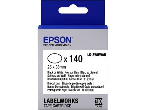 Epson LabelWorks LK-8WBWAB - Svart på hvitt - 25 x 38 mm 140 etikett(er) (1 rull(er) x 140) utstansede ovale etiketter - for LabelWorks LW-1000, LW...