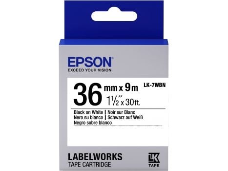 Epson LabelWorks LK-7WBN - Svart på hvitt - Rull (3,6 cm x 9 m) 1 kassett(er) merketape - for LabelWorks LW-1000P, LW-900P, LW-Z5000BE, LW-Z5010BE,...