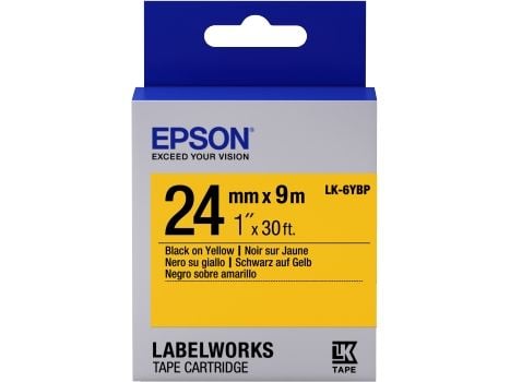 Epson LabelWorks LK-6YBP - Svart på gult - Rull (2,4 cm x 9 m) 1 kassett(er) merketape - for LabelWorks LW-1000, LW-600, LW-700, LW-900, LW-Z5000, ...