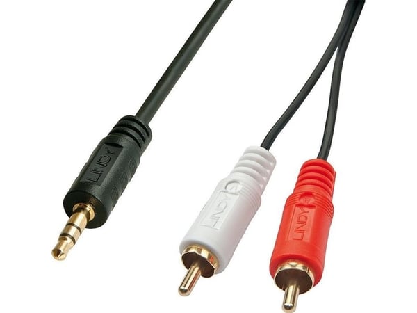 Lindy 35682, 2 x RCA, Hankjønn, 3.5mm, Hankjønn, 3 m, Svart
