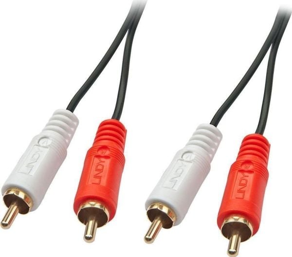 Lindy 35662, 2 x RCA, Uros, 2 x RCA, Uros, 3 m, Musta, Punainen, Valkoinen