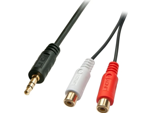 Lindy 35678, 2 x RCA, Hankjønn, 3.5mm, Hunkjønn, 0,25 m, Svart, Rød, Hvit