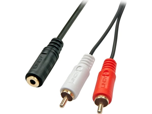 Lindy 35677, 2 x RCA, Uros, 3.5mm, Naaras, 0,25 m, Musta, Punainen, Valkoinen