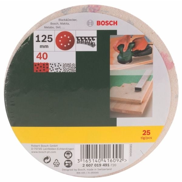 Bosch SLIBEBLAD EXCENTER 125MM K40 25 kpl PL