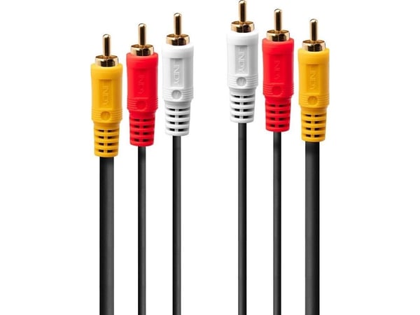 Lindy 35690, 3 x RCA, Hankjønn, 3 x RCA, Hankjønn, 1 m, Svart, Rød, Hvit, Gult