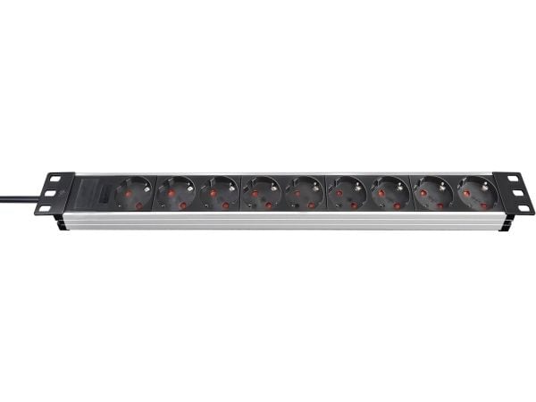 brennenstuhl Premium-Alu-Line - pistorasia (rack-versio) - lähtöliittimet: 9 - 1U - 19" - 2 m - musta, alumiini