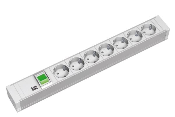 Bachmann 7x Schuko, 2m, 2 m, Tyyppi F, Muovi, Harmaa, Muovi, 7 AC-pistorasia(a)