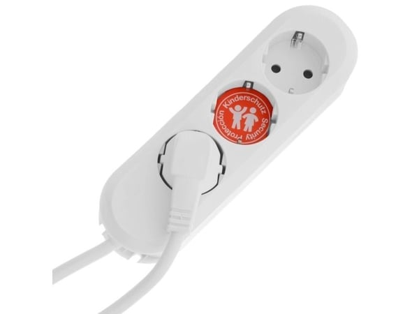 Bachmann 3x Schuko H05VV-F 3G 1.50mm² 16A/3680W 3m, 3 m, Muovi, Valkoinen, 3 AC-pistorasia(a), 3680 W, 16 A