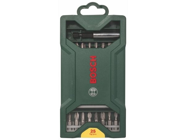 Bosch Mini X-Line - Spissett for skrutrekker - 25 deler - torx, phillips, pozidriv, hex, slot - lengde: 50 mm, 25 mm - for Bosch PushDrive; EasyImp...