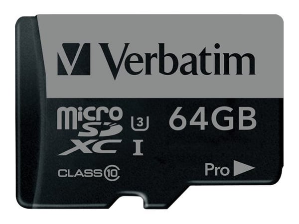 Verbatim PRO - Flashminnekort (SD-adapter inkludert) - 64 GB - UHS Class 3 / Class10 - 300x/600x - microSDXC UHS-I