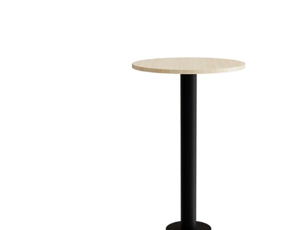 Bord Cirkum, Ø700mm, højde 1100 mm, massiv birk med hvidt stel